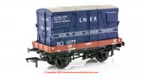 37-481 Bachmann 1 Plank Wagon LNER Bauxite With 'LNER' Blue BD Container - Era 3.